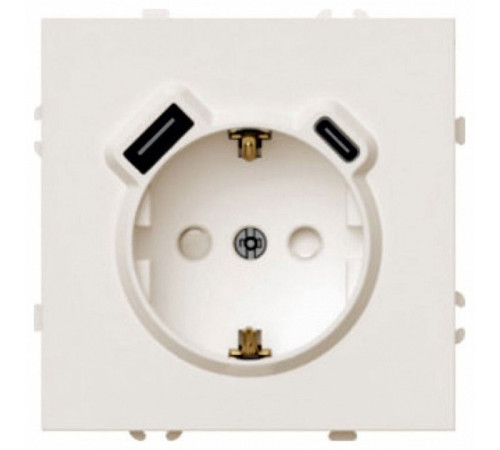 Розетка с заземлением и со шторкой и 2хUSB type A и C, без рамки Stekker Эмили 50360