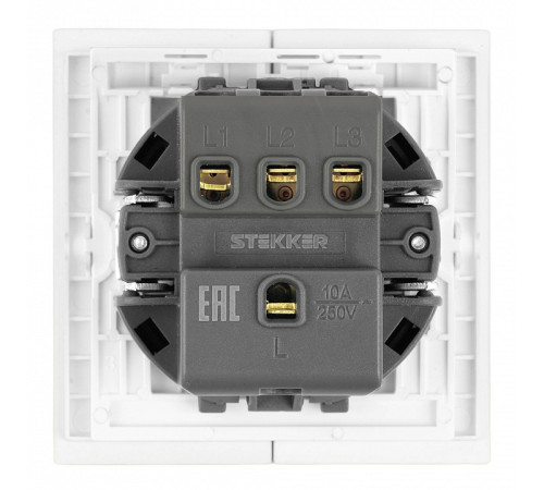 Выключатель трехклавишный без рамки Stekker Мия 50430
