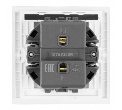 Выключатель одноклавишный с подсветкой без рамки Stekker Мия 50431