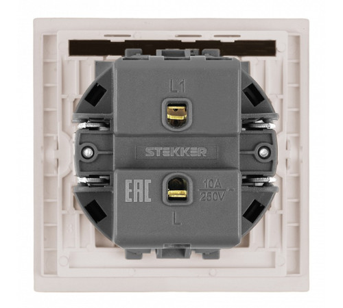 Выключатель одноклавишный с подсветкой без рамки Stekker Мия 50475