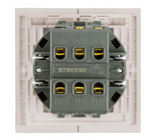 Переключатель двухклавишный без рамки Stekker Мия 50478