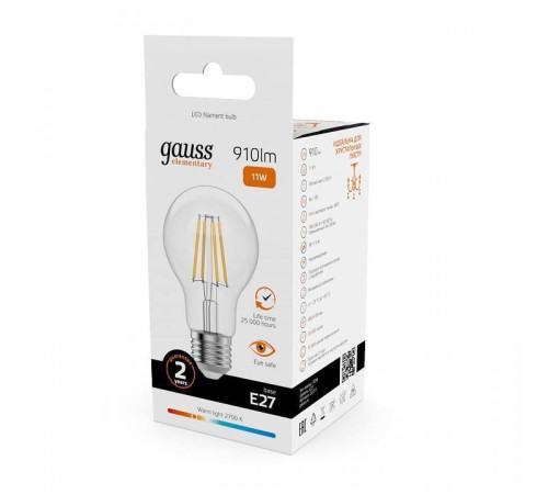 Лампа светодиодная Gauss Filament Elementary E27 11Вт 2700K 22211