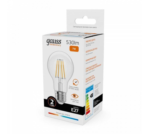 Лампа светодиодная Gauss Filament Elementary E27 7Вт 2700K 22217