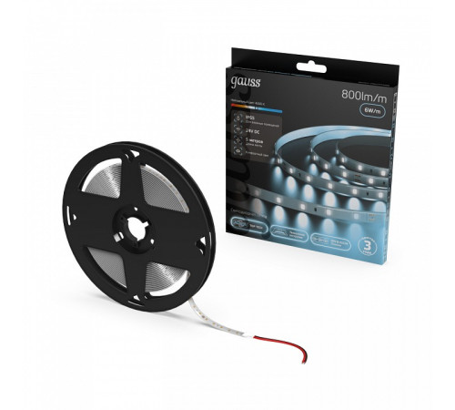 Лента светодиодная Gauss 6 Вт/м 12 В IP65 4000 К 5 м 23637442006