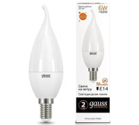 Лампа светодиодная Gauss Led Elementary Candle Tailed E14 6Вт 3000K 34116