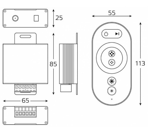 Контроллер-регулятор цвета RGB с пультом ДУ Gauss BT622