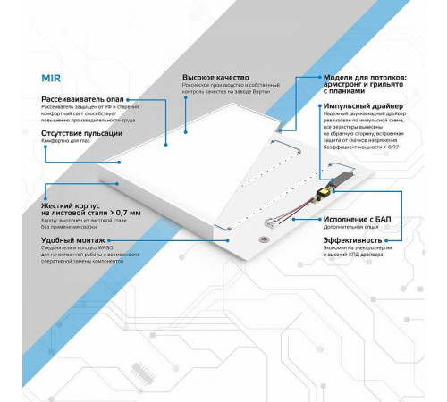Светильник для потолка Армстронг Gauss MiR G1-A0-00070-01G02-2003550