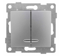 Выключатель двухклавишный с подсветкой без рамки Gusi Electric BRAVO С10В28-004