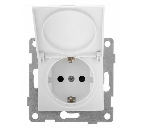 Розетка с заземлением и со шторкой, без рамки с крышкой Gusi Electric BRAVO С10Р91-001