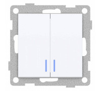 Выключатель двухклавишный с подсветкой без рамки Gusi Electric UGRA С11В28-001