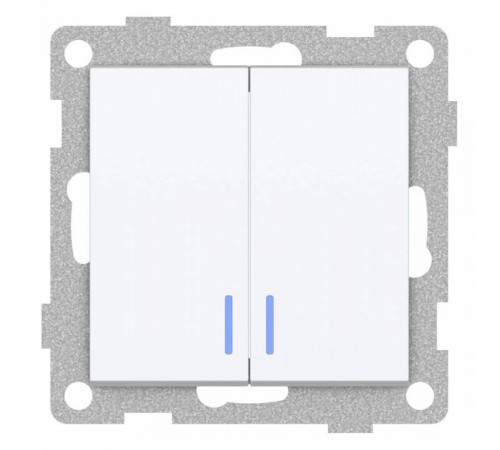 Выключатель двухклавишный с подсветкой без рамки Gusi Electric UGRA С11В28-001