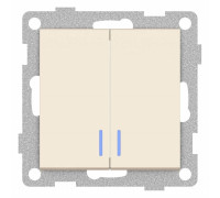 Выключатель двухклавишный с подсветкой без рамки Gusi Electric UGRA С11В28-003
