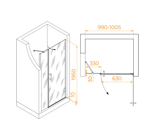 Душевая дверь RGW Hotel HO-012 1000 мм хром 350601200-11