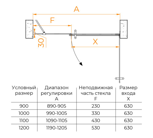 Душевая дверь RGW Hotel HO-012B 1000 мм черный 350601200-14