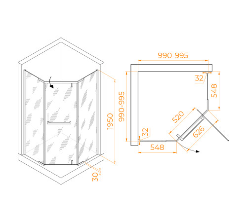 Душевой уголок RGW Hotel HO-081B 1000x1000 мм 350608100-24