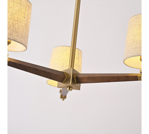 Люстра на штанге ImperiumLoft Jorgenson Beige/Dark wood STAVRA01