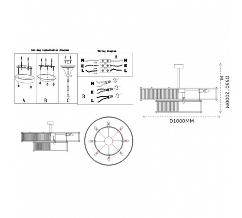 Светильник на штанге Imperiumloft RH Marais Round Chandelier 40,2668