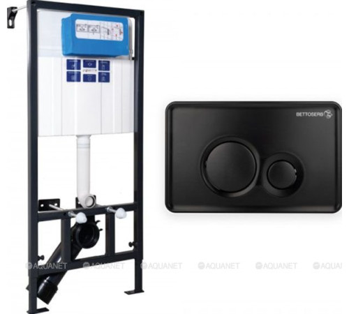 Комплект инсталляция Bettoserb Sava Fix Slim и клавиша смыва Morava черный матовый SET40006459