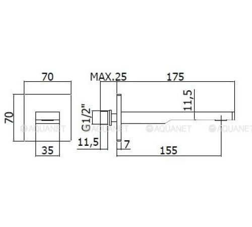 Излив из стены Paffoni TANGO ZBOC120CR прямоугольный 155 мм хром