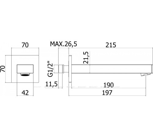 Излив из стены Paffoni ZBOC111CR прямоугольный 197 мм хром