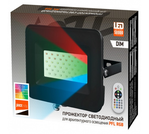 Настенно-потолочный прожектор Jazzway PFL-30W RGB BL IP65