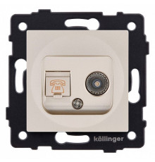 Розетка двойная RJ-11 и Ethernet RJ-45, без рамки Kollinger  REA-013GD
