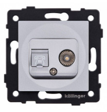 Розетка двойная RJ-11 и Ethernet RJ-45, без рамки Kollinger  REA-013GY