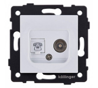 Розетка двойная RJ-11 и Ethernet RJ-45, без рамки Kollinger  REA-013WH