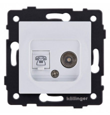Розетка двойная RJ-11 и Ethernet RJ-45, без рамки Kollinger  REA-013WH