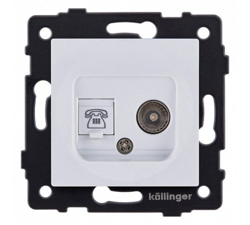 Розетка двойная RJ-11 и Ethernet RJ-45, без рамки Kollinger REA-013WH