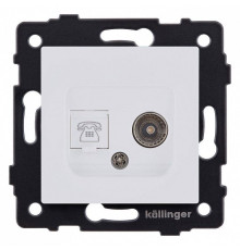 Розетка двойная RJ-11 и Ethernet RJ-45, без рамки Kollinger  REA-013WM
