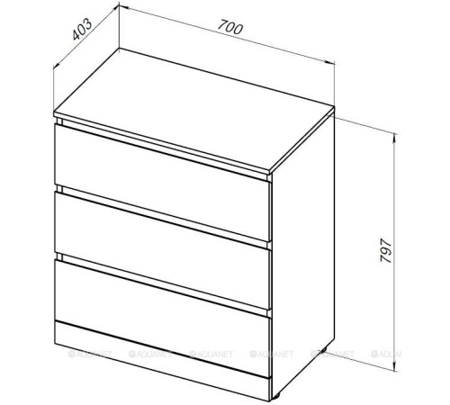 Комод Aquanet Сканди 700х400х797 мм 3 ящика дуб эдгрейн 00302549