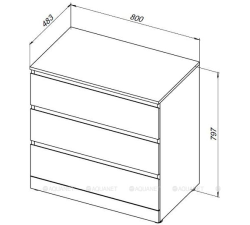 Комод Aquanet Сканди 800х480х797 мм 3 ящика дуб крафт 00302544
