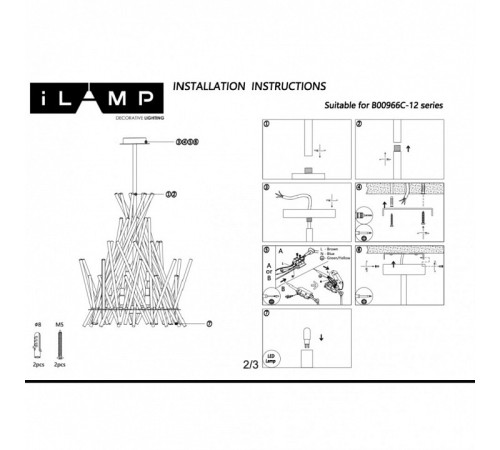 Люстра на штанге iLamp CASA 966C-12 CR+CL