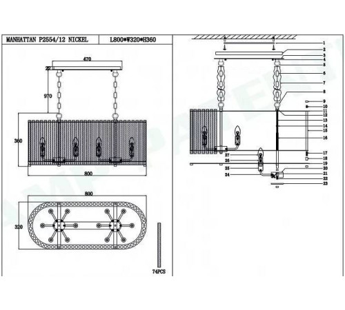 Подвесной светильник iLamp Manhattan P2554-12 NIC