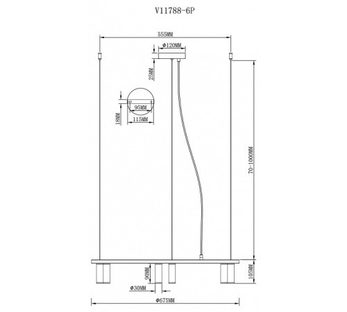 Подвесная люстра Moderli Sofina V11788-6P