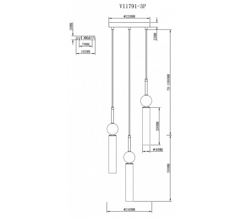 Подвесной светильник Moderli Illis V11791-3P