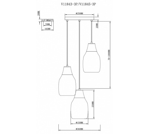 Подвесной светильник Moderli Adalina V11843-3P