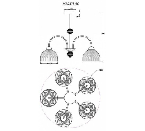 Люстра на штанге MyFar Flora MR2273-5С
