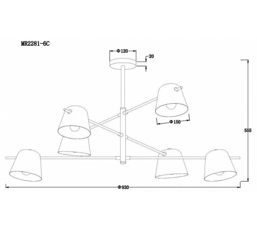 Люстра на штанге MyFar Clementine MR2281-6С