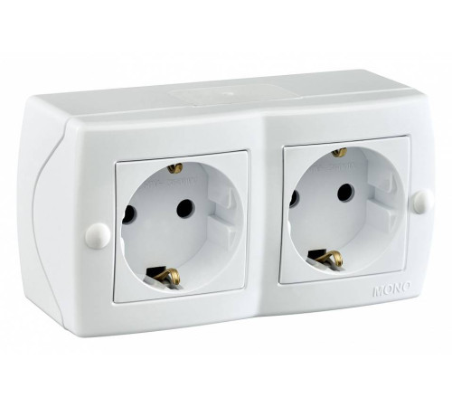Блок с розетками с заземлением и крышкой Mono Electric Octans IP20 104-010107-120