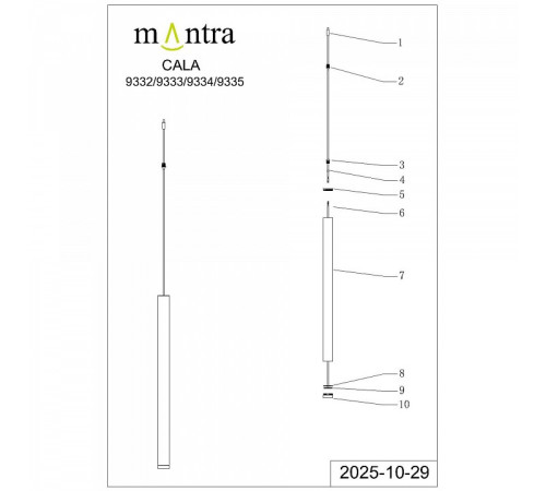 Подвесной светильник Mantra Cala 9333