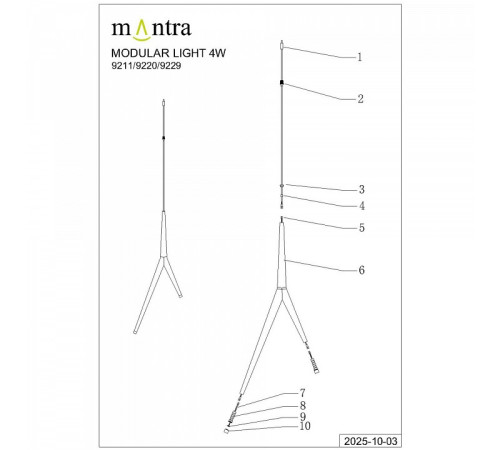 Подвесная люстра Mantra Arrecife 9362+9211 (5L)