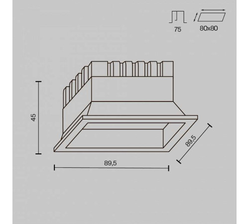 Встраиваемый светильник Maytoni Okno DL056-8W3-4-6K-B