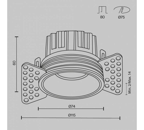Встраиваемый светильник Maytoni Round DL058-12W2.7K-TRS-B