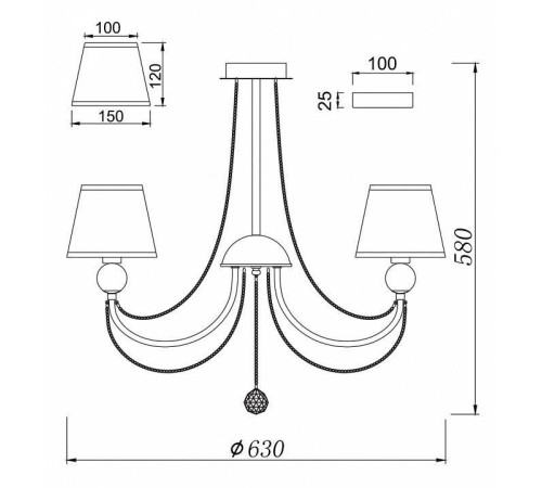 Люстра на штанге Freya Beverly 5 ламп FR5661-PL-05-CH