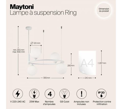 Подвесная люстра Maytoni Ring MOD013PL-04W