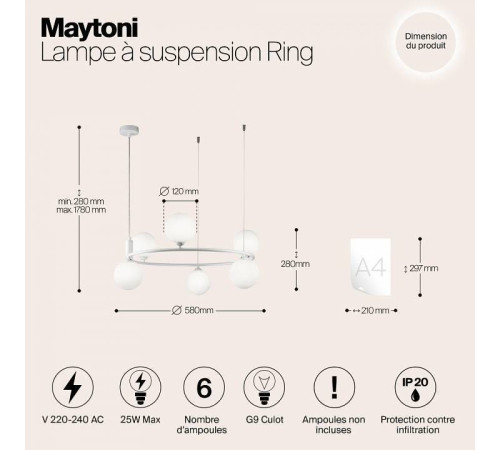 Подвесная люстра Maytoni Ring MOD013PL-06W