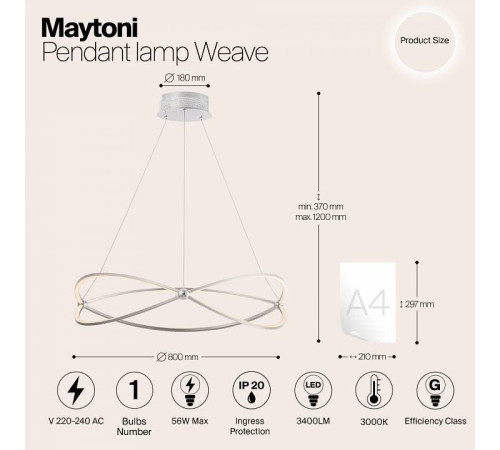 Подвесной светильник Maytoni Weave MOD062PL-L56CH3K