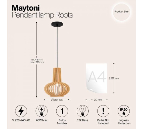 Подвесной светильник Maytoni Roots MOD193PL-01W